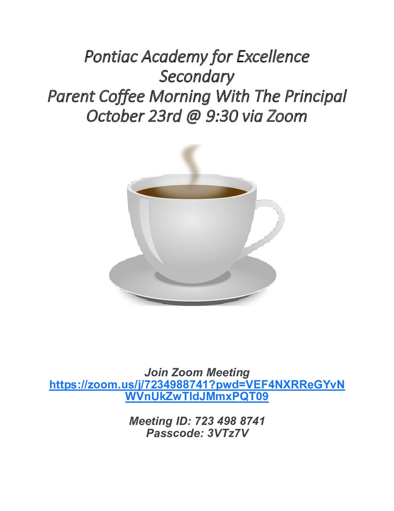 Secondary Parent Coffee October, 2020